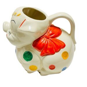 Shawnee Vintage American Bisque PIG Large Serving Pitcher Polka Dot